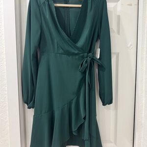 NWT Holiday Green Wrap Dress